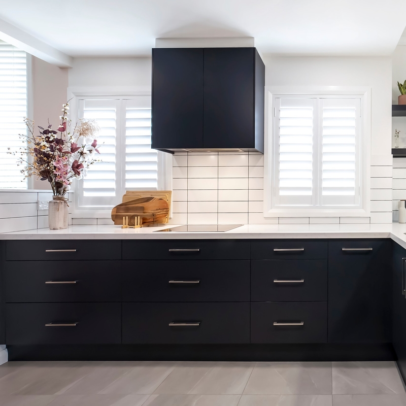 Komplette Matte Black Color PVC-Küchen-moderne Schränke für Küchen-Möbel-Küchenschrank