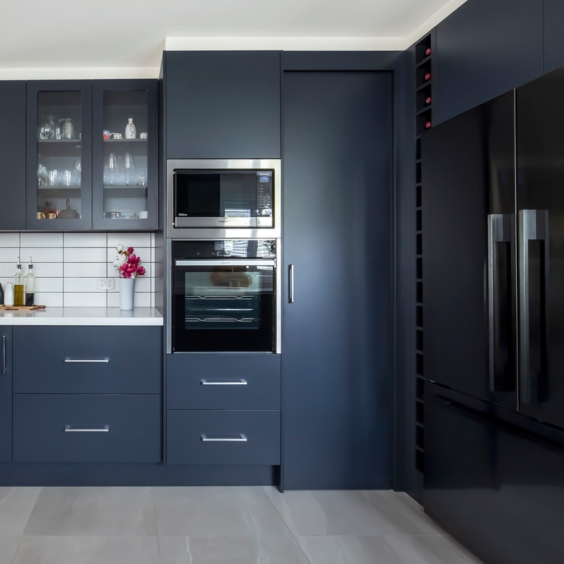 Komplette Matte Black Color PVC-Küchen-moderne Schränke für Küchen-Möbel-Küchenschrank