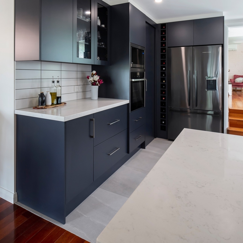 Komplette Matte Black Color PVC-Küchen-moderne Schränke für Küchen-Möbel-Küchenschrank