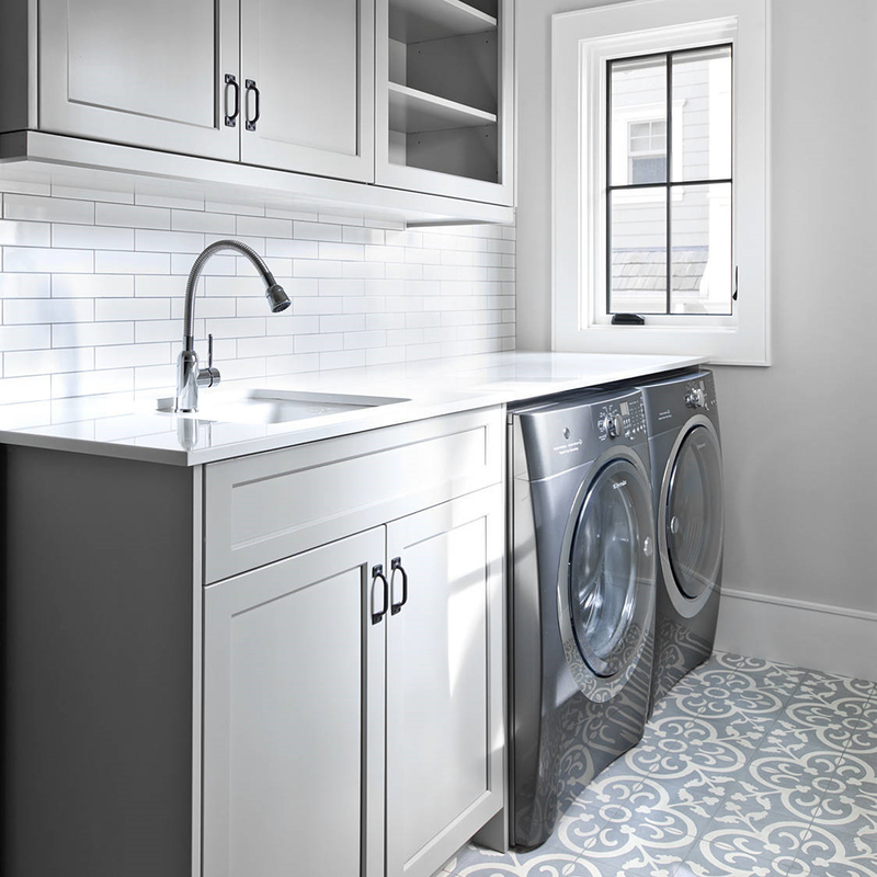 Kundenspezifisches Waschküche-Speicher-Kabinett mit Wannen-Licht Gray Shaker Modern Bathroom Vanity