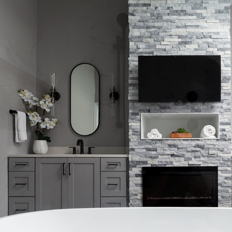 Neutrale Grey Shaker Style Lacquer Bathroom Vanity-Luxuseinheiten kombiniert mit 2 Türen 6 Fächer