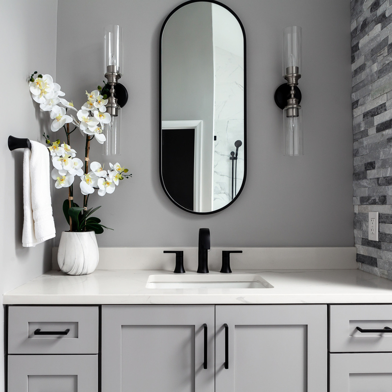 Neutrale Grey Shaker Style Lacquer Bathroom Vanity-Luxuseinheiten kombiniert mit 2 Türen 6 Fächer