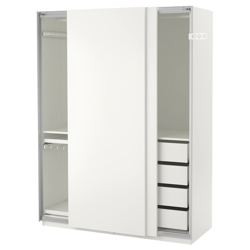 Matte White Cream Flat Panel lackieren Schiebetür-Garderoben-Wandschrank-Stoff-Schlafzimmer-Speicher