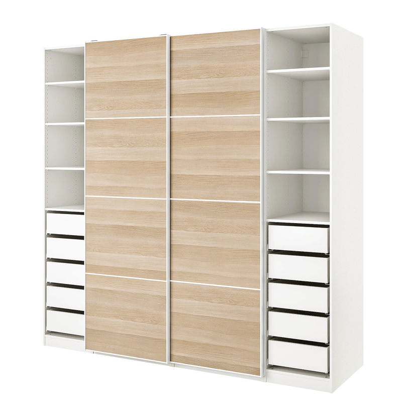 Melamin-Schiebetür-Wandschrank-moderne modulare Lack-Schlafzimmer-Wand-Garderoben-Holz-Korn-Ebene