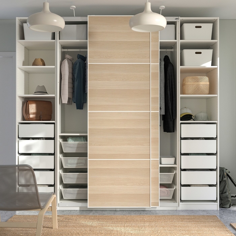 Melamin-Schiebetür-Wandschrank-moderne modulare Lack-Schlafzimmer-Wand-Garderoben-Holz-Korn-Ebene