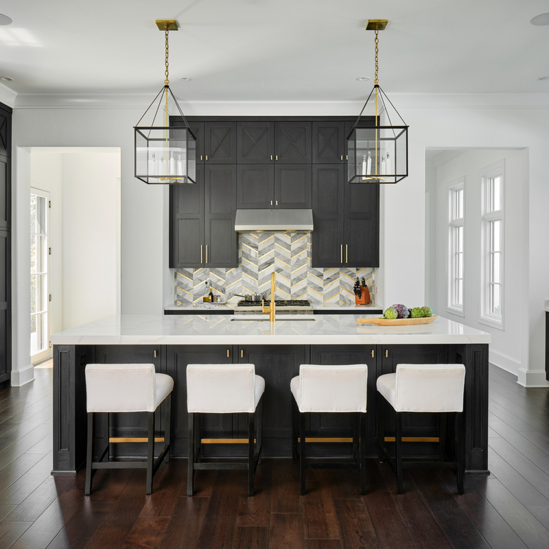 Goldener Griff weicher naher schwarzer Shaker Kitchen Cabinets Complete Sets der amerikanischen modernen hohen Qualität mit Insel