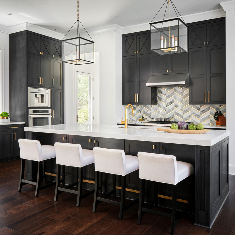Goldener Griff weicher naher schwarzer Shaker Kitchen Cabinets Complete Sets der amerikanischen modernen hohen Qualität mit Insel