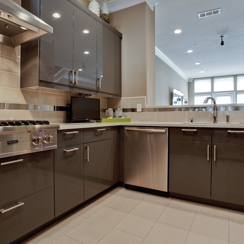 U-Form-Hochglanz-dunkle Grey Lacquer Electric Touch Open-Küchenschränke für Landhaus