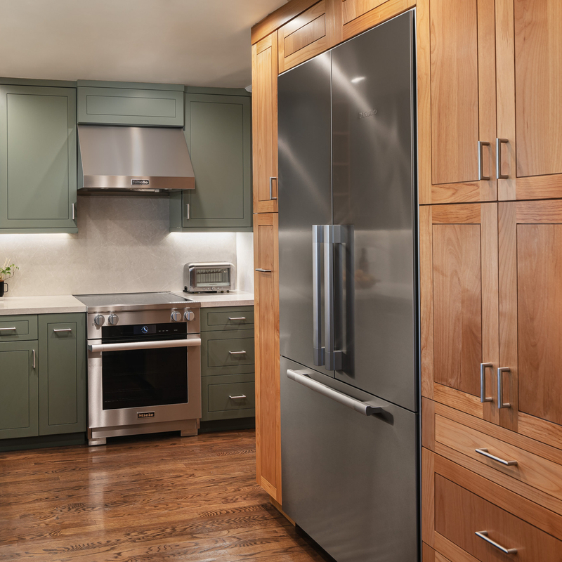 Kalifornien-Landhaus-Gebrauchs-Küchenschrank-fester hölzerner moderner Shaker Style Green And Brown-Schrank