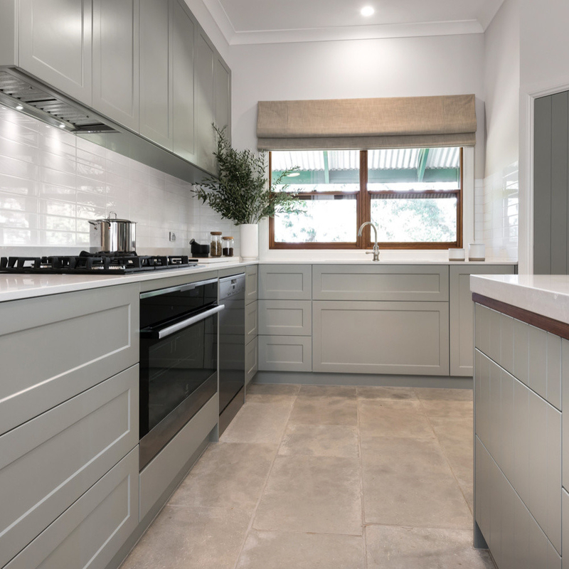 Fokus auf Kabinett Design Modulare Küchenschränke Moderne USA Grey Shaker Schrank für Großhandel