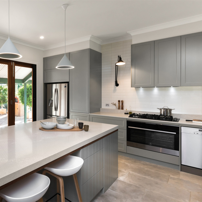 Fokus auf Kabinett Design Modulare Küchenschränke Moderne USA Grey Shaker Schrank für Großhandel